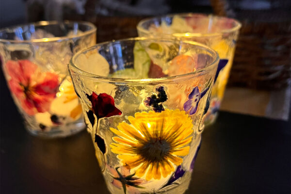 pressed flowers tealights holder